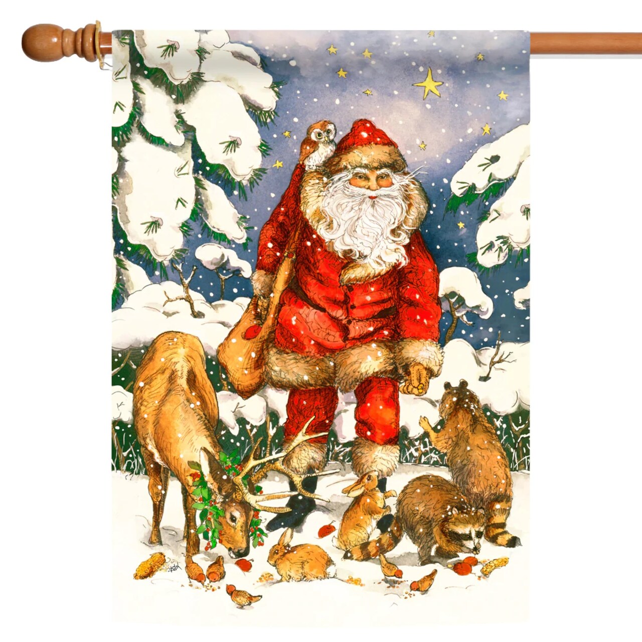 Toland Home Garden Forest Santa Claus and Friends Outdoor Christmas Flag - 28" x 40"